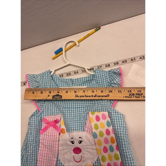 NEW Rare Editions Blue Gingham seersucker Girsl Easter Spring dress size 4T - Picture 6 of 11